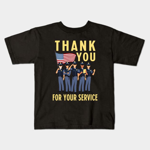 Thank You for Your Service - Law Enforcement - Back the Blue Kids T-Shirt by mstory